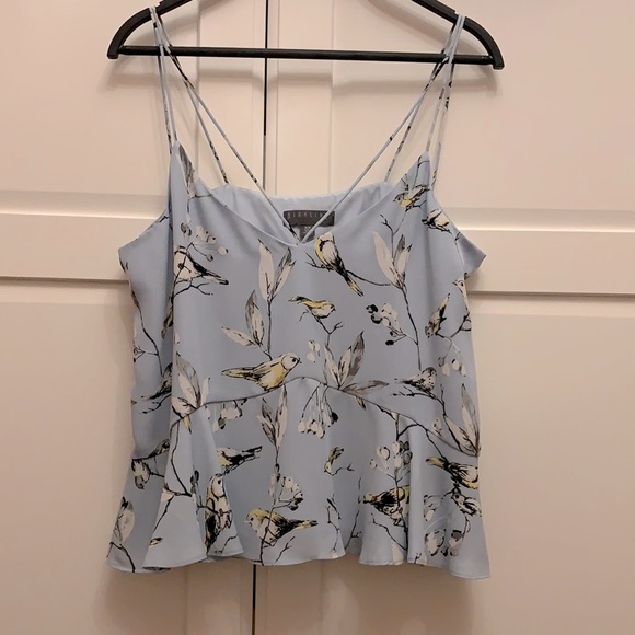 Light Blue Bird Print Flowy Camisole - Picture 1 of 3